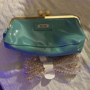 Miu Miu Turquoise Patent Leather Wristlet